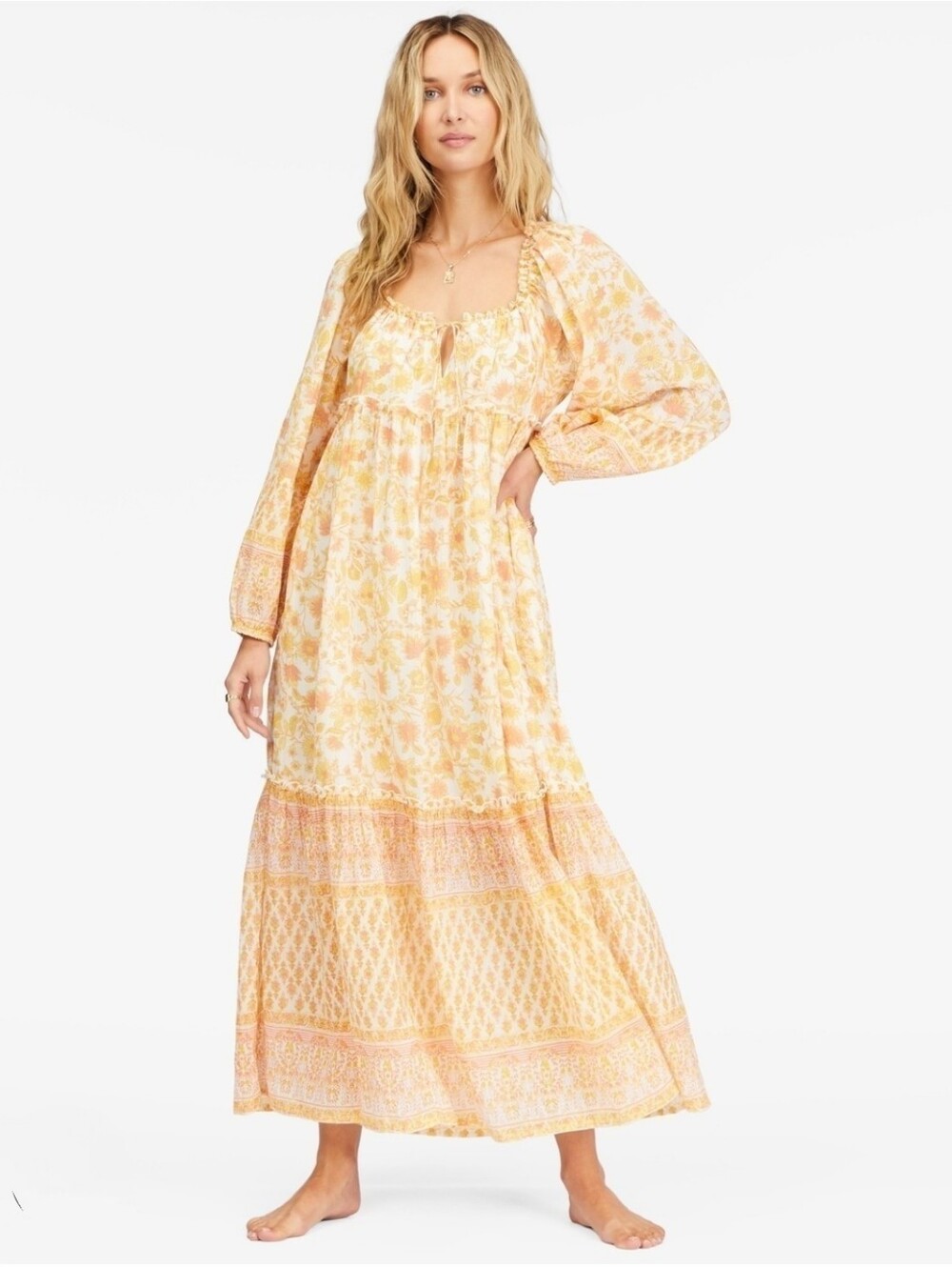 Billabong Stunning Endless Sunset Maxi Dress Sz M Cotton Boho Cottagecore